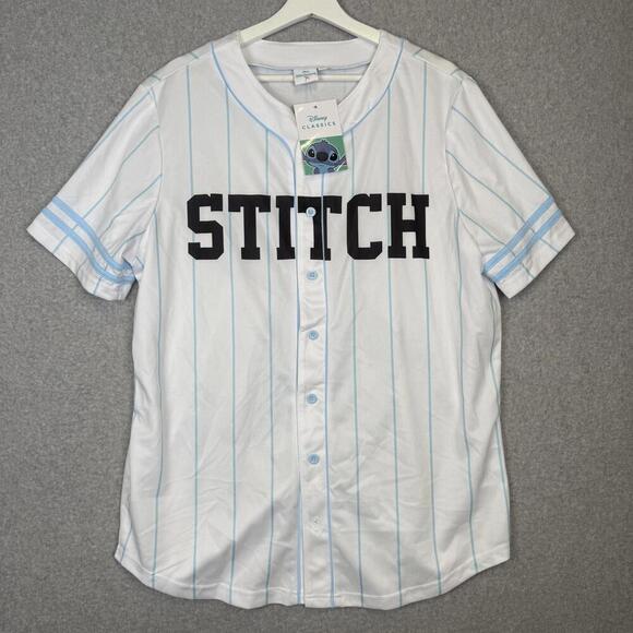 Disney Other - NWT Disney Lilo Stitch Size L White Blue Baseball Jersey Short Sleeve Shirt